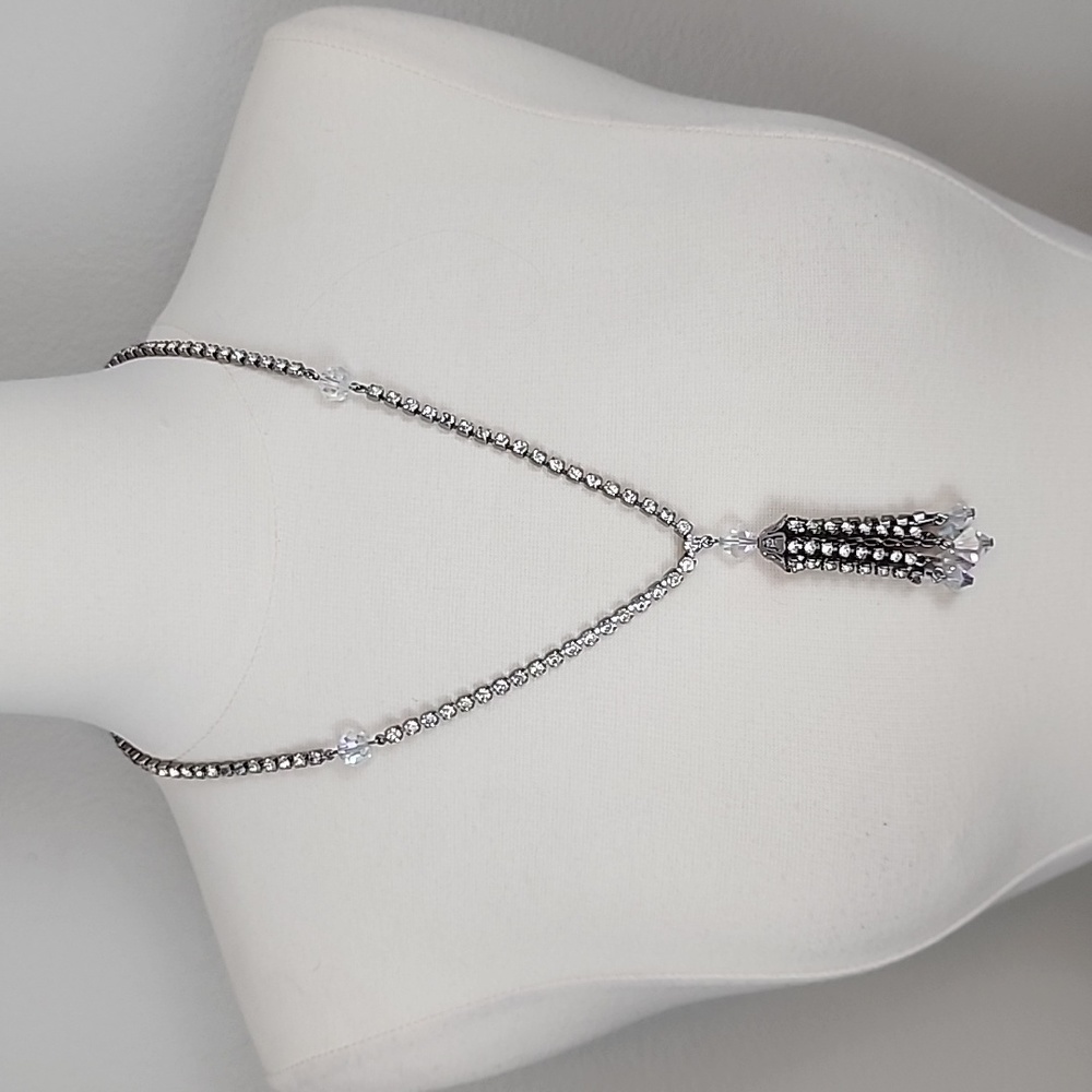 VINTAGE 1960s Rhinestone Tassel Necklace